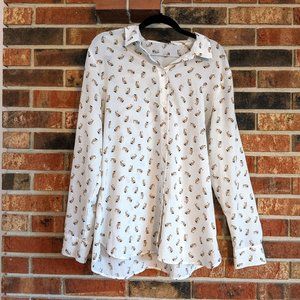 Ann Taylor Owl Print Button Down Shirt